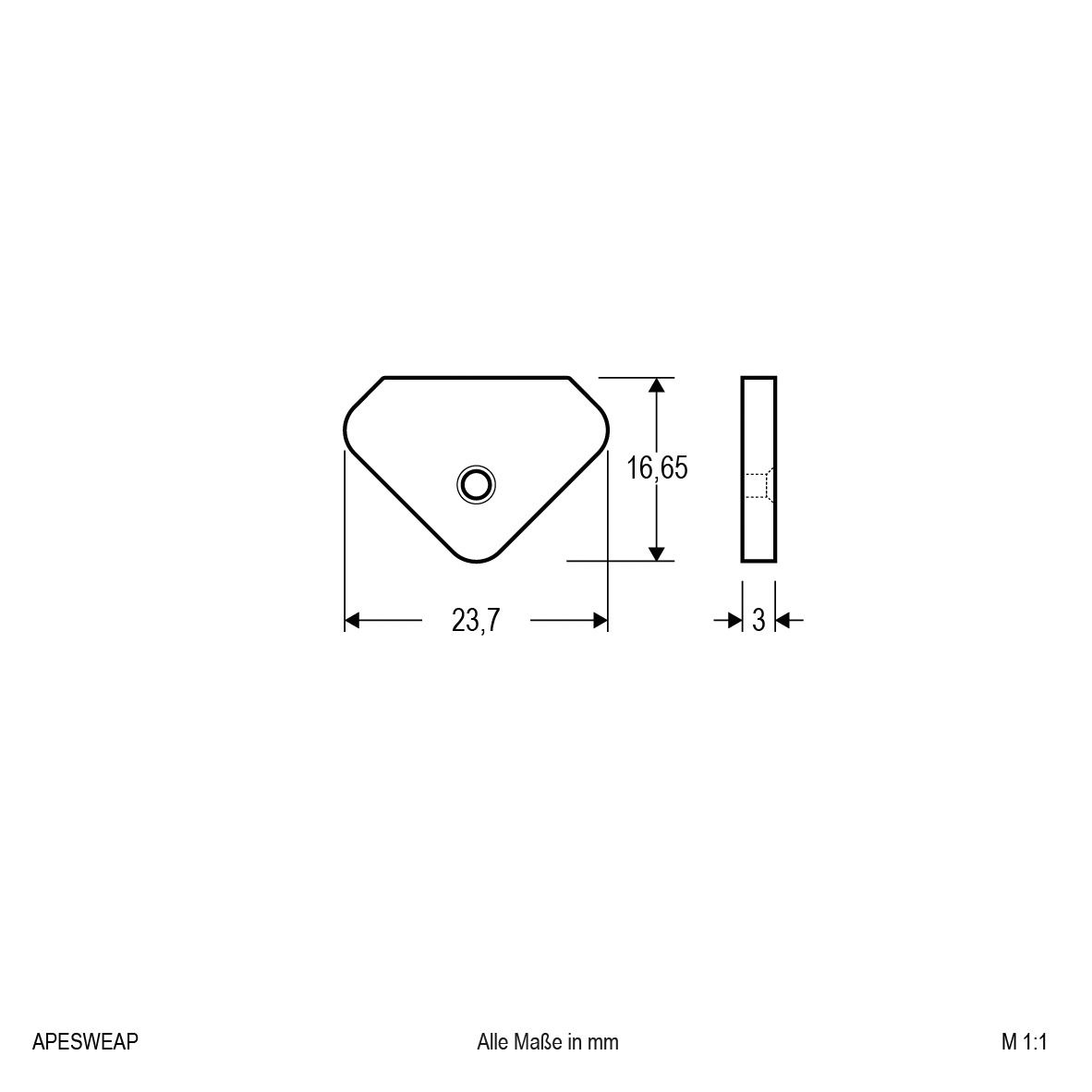 Endkappe ws Alu L3mm B23,7mm H16,65mm