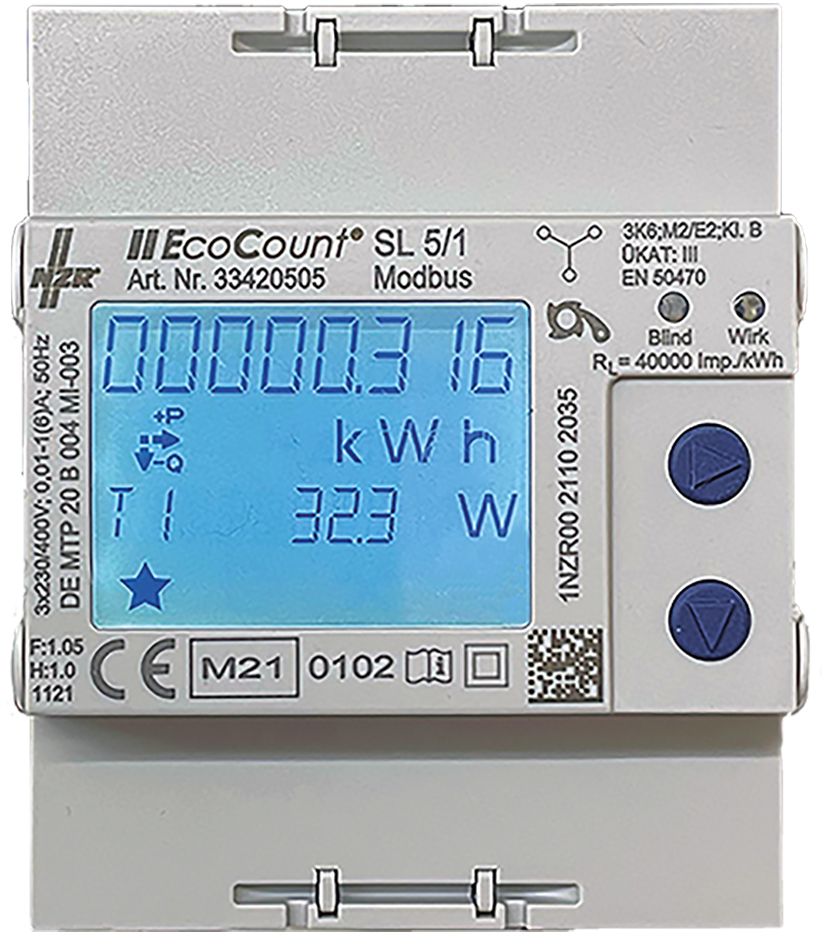 Messwandlerzähler Vierlei elektr digi 1A geeicht B 5A 230V/N-L 400V/L-L 50Hz S0