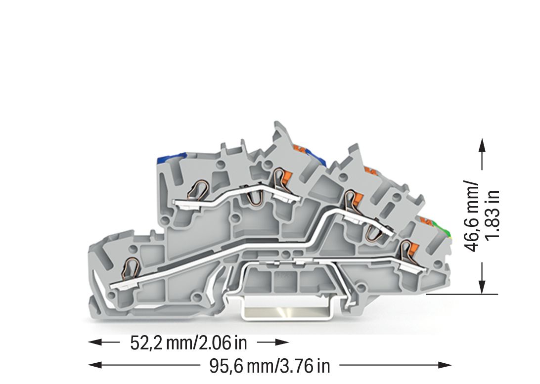 Installationsklemme 32A 0,25-4qmm 3pot gr APL_erf. Federzugans