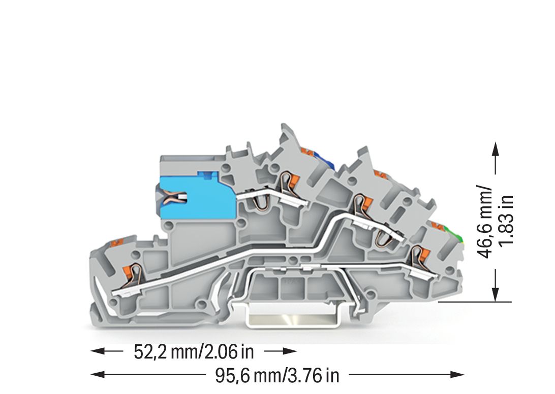 Installationsklemme 32A 0,25-4qmm 3pot gr Mit N-Trennschlitten APL_erf.