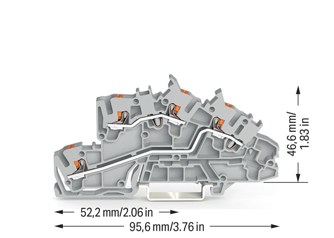 Installationsklemme 32A 0,25-4qmm 2pot gr APL_erf. Federzugans