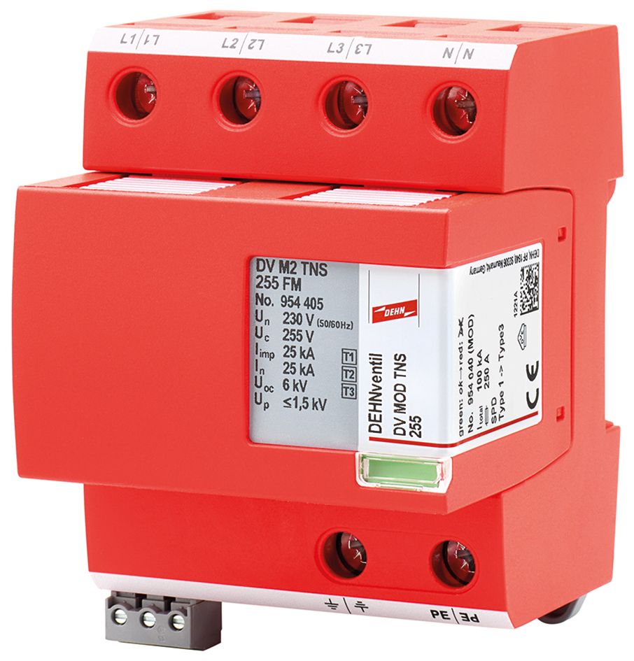 Kombi-Ableiter TS35 4p TN-S 230VAC 1,5kV Hutschiene TH35 Netzform TN-S 4TE opt