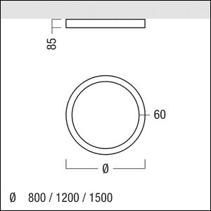 LED-Deckenanbauleuchte 68,5W 3000K IP20 6080lm sw Dimmung DALI Ø1200x85mm
