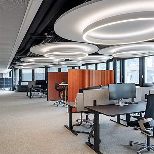 LED-Deckenanbauleuchte 92,2W 3000K Konv 7909lm sw Dimmung DALI IP20 Ø1500x85mm