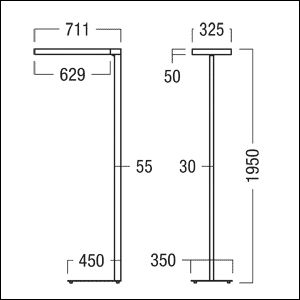 LED-Stehleuchte 118W 4000K 13250lm Konv 1LED elektr.Trafo dir/indir sw