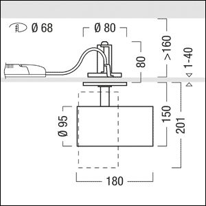 LED-Einbaustrahler 43W VIVO II 3000K Alu 4300lm Konv 1LED IP20 ws mt Ø/EB68mm