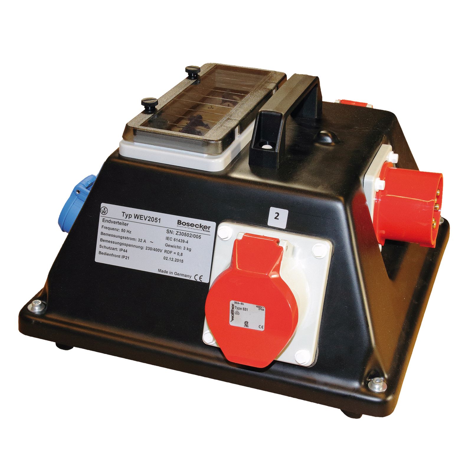 Endverteiler 22kVA 22kVA 2CEE32A 3Steckd 1 IP44