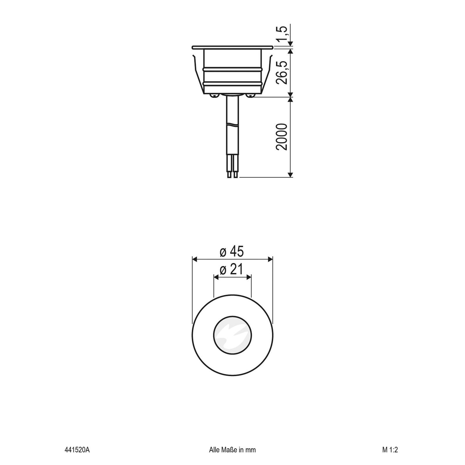 LED-Bodeneinbauleuchte 0,6W 3000K 36lm 12V IP65 LED nicht austauschbar 1LED