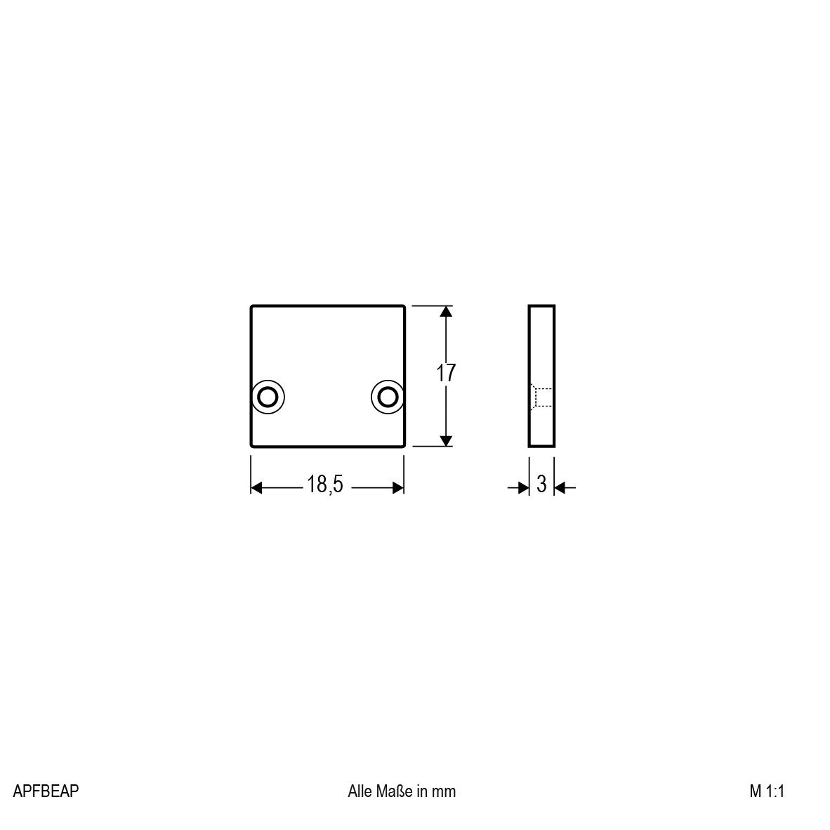 Endkappe sw Alu L3mm B18,5mm H17mm
