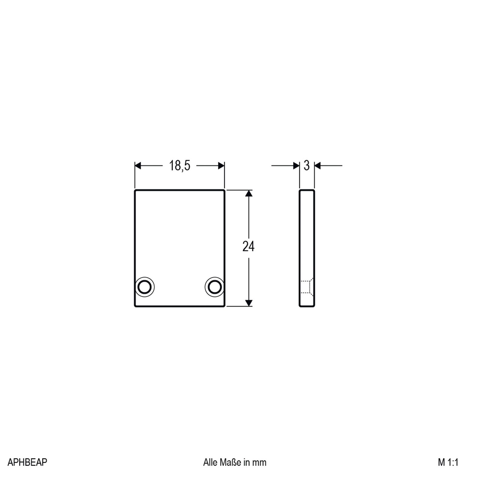 Endkappe sw Alu L3mm B18,5mm H24mm