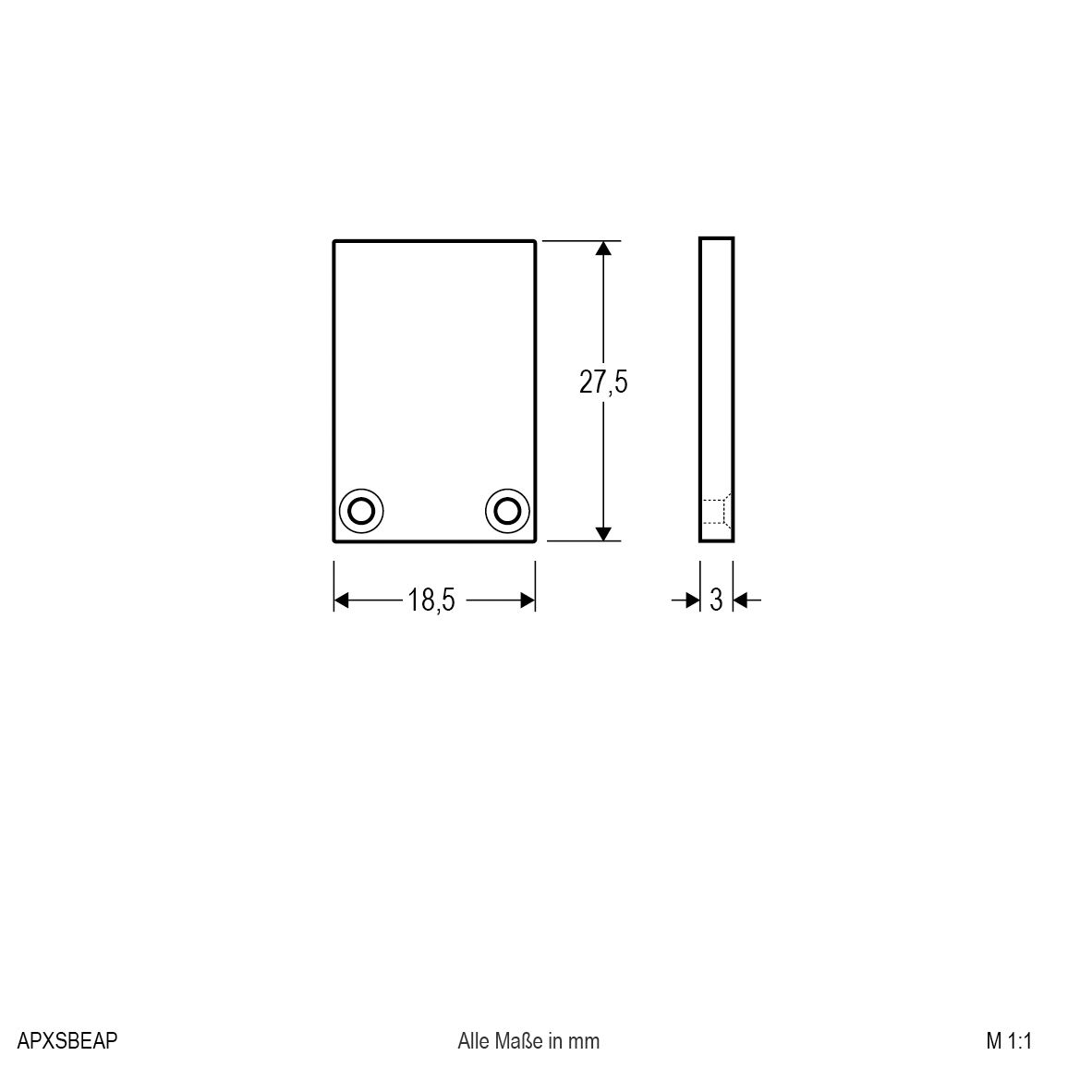 Endkappe sw Alu L3mm B18,5mm H27,5mm