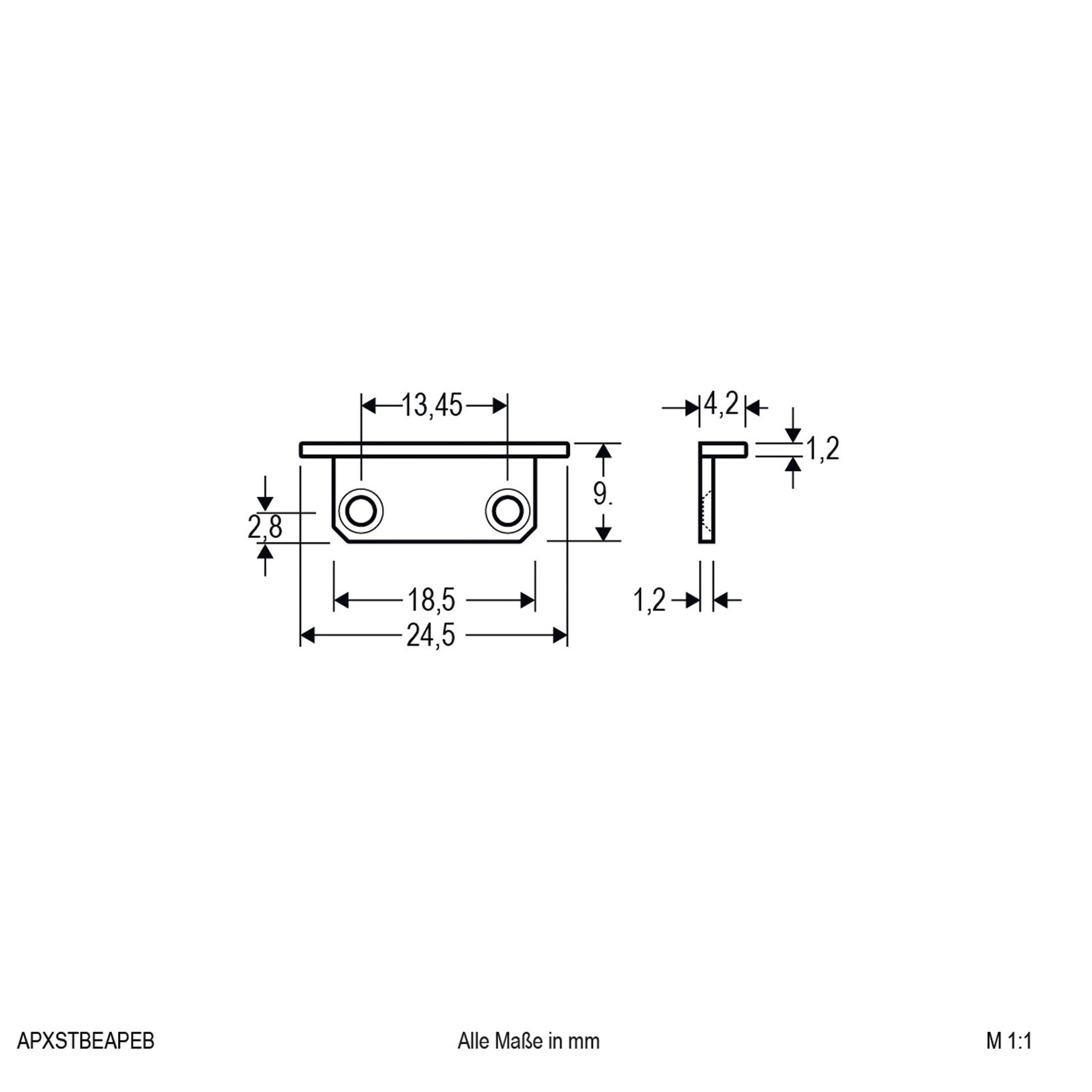Endkappe sw Alu L4,2mm B24,5mm H9mm