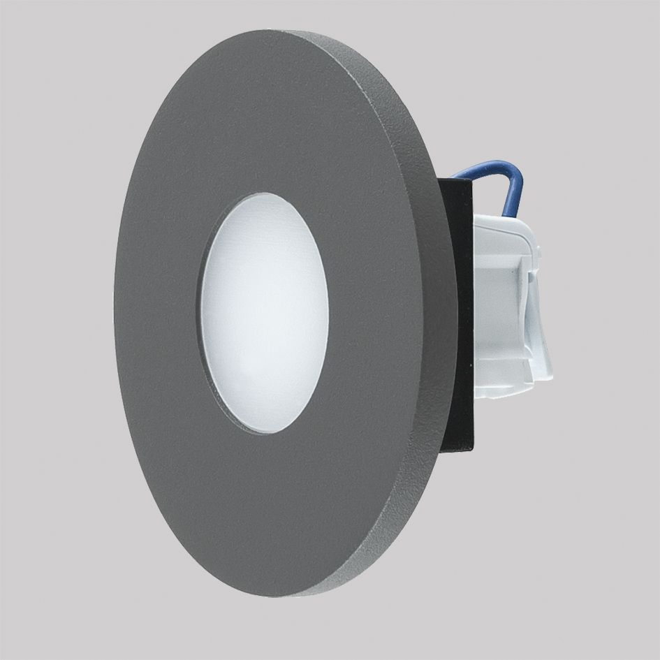 LED-Orientierungsleuchte 2W 4000K 65lm anth IP44 1LED Scheibe Kst_opal m.LM