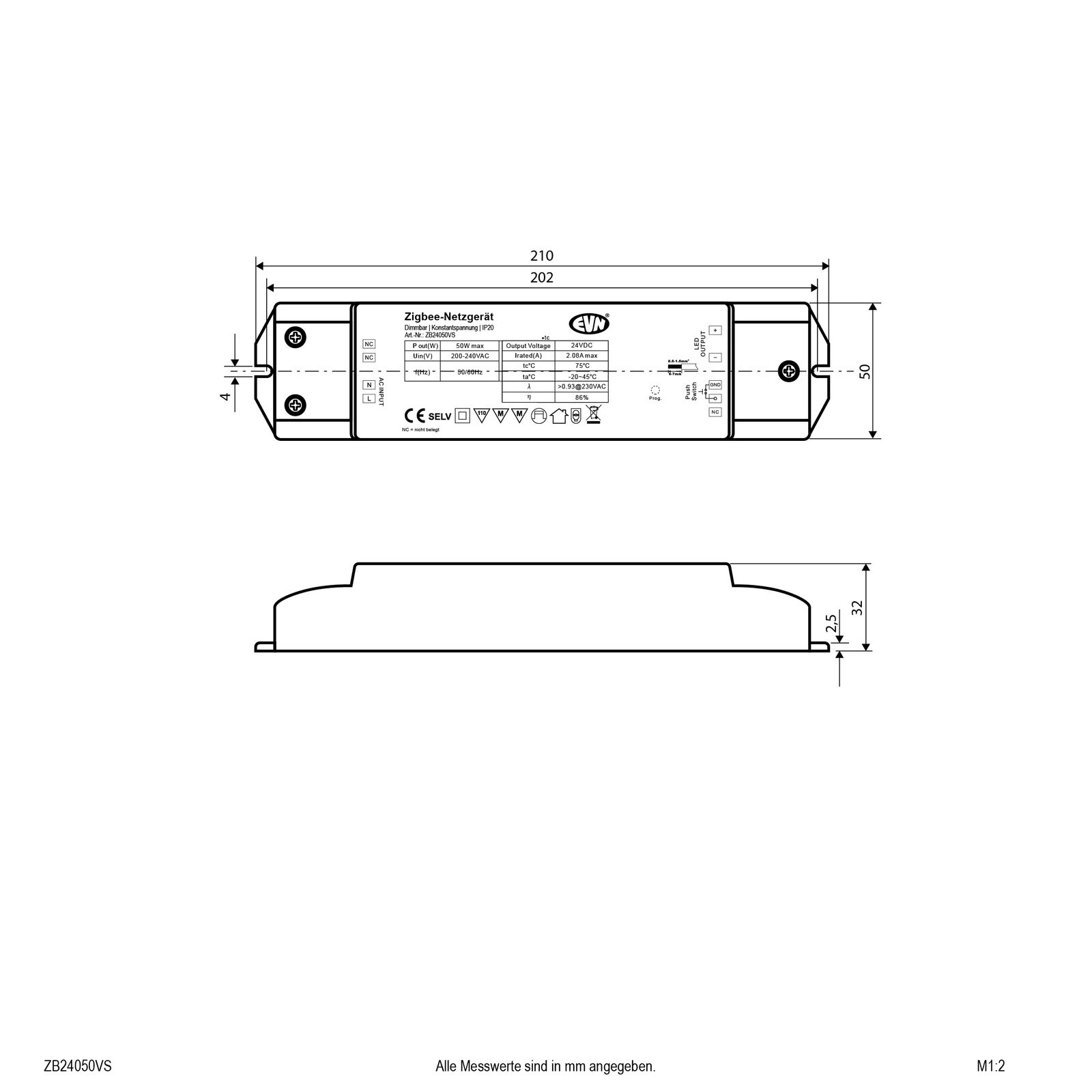 LED-Steuerung 0,1-50W 2080mA 24V IP20 Zigbee Dimmung Zigbee Kstgeh dyn