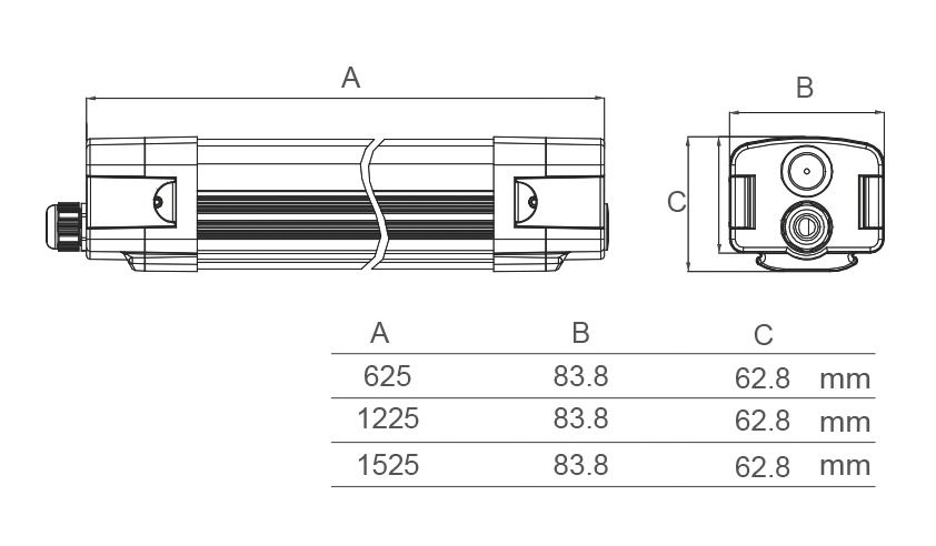 LED-Feuchtraumleuchte 32-64W 4000-6000K 8000lm gr Konv Dimmung 1-10 V IP65
