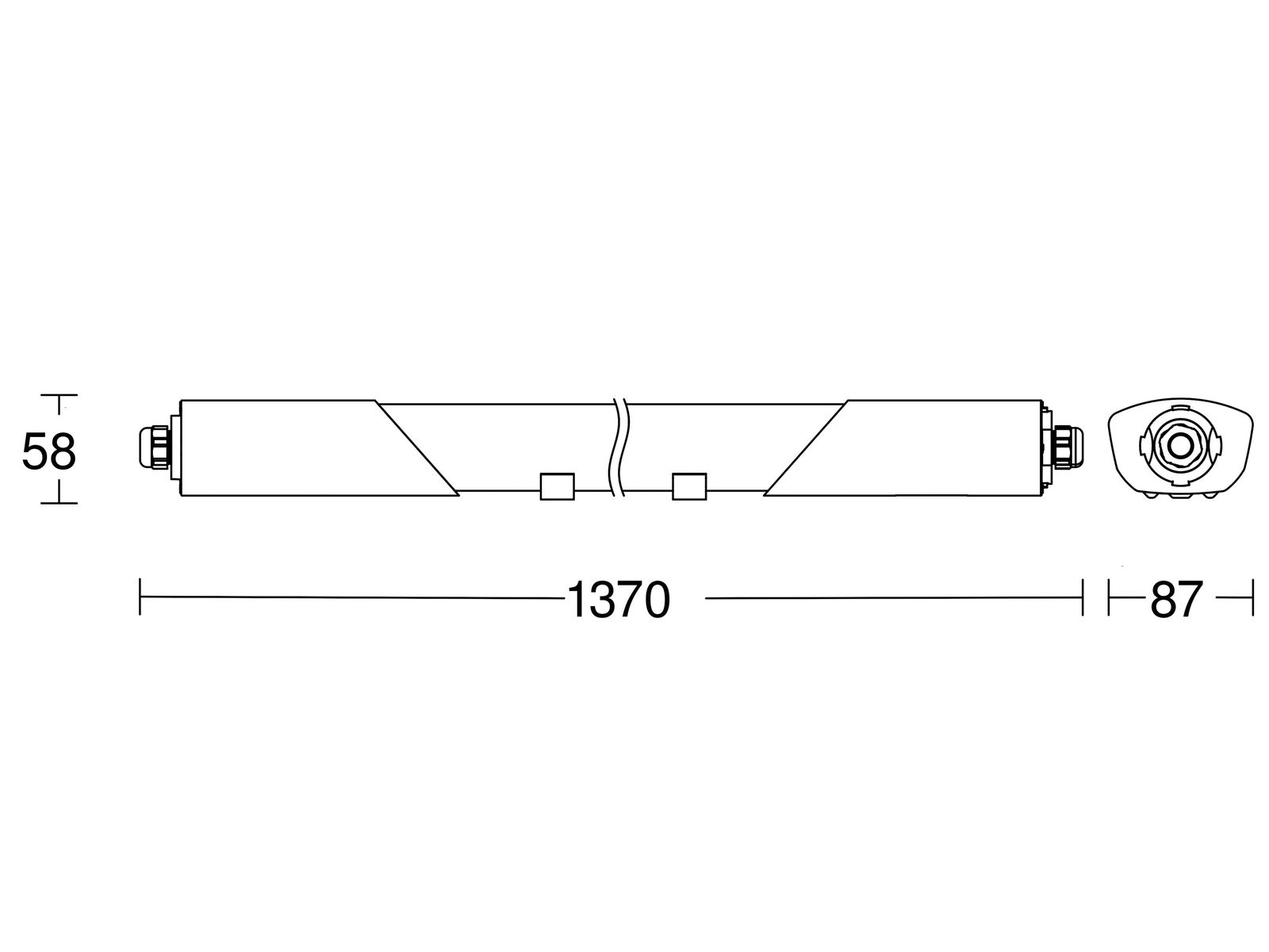 LED-Sensorleuchte 31W 4000K 4250lm gr Konv IP65 BWM 1370x87x58mm