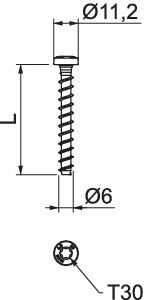 Betonschraube Ø6x40mm ST g/vz Halbrund TX Innensechsrund TX Bohrloch: 5mm
