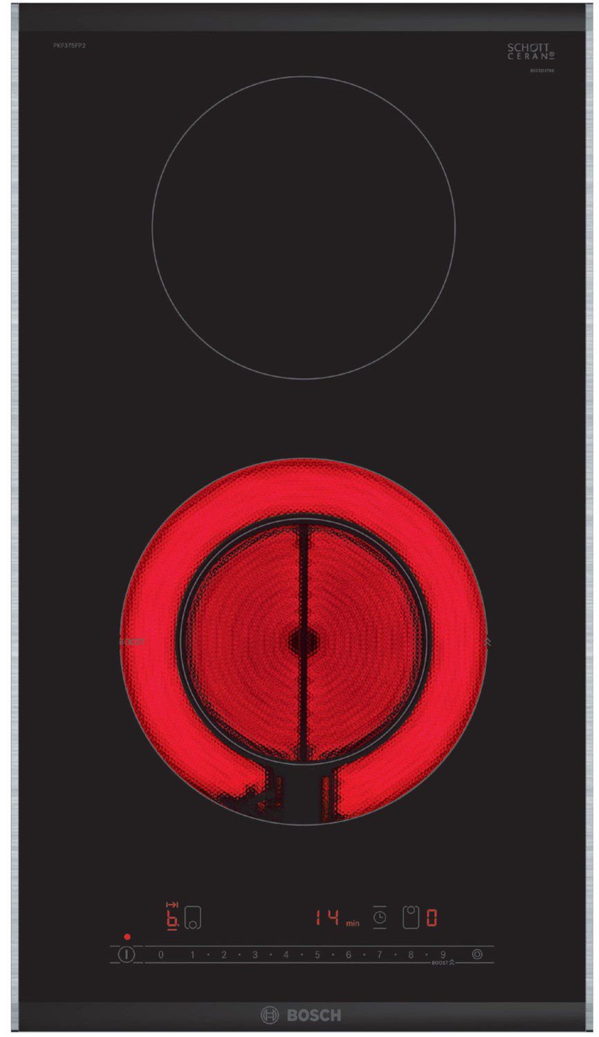 Glaskeramikfeld autark Alu Zweikreisz 306x527mm