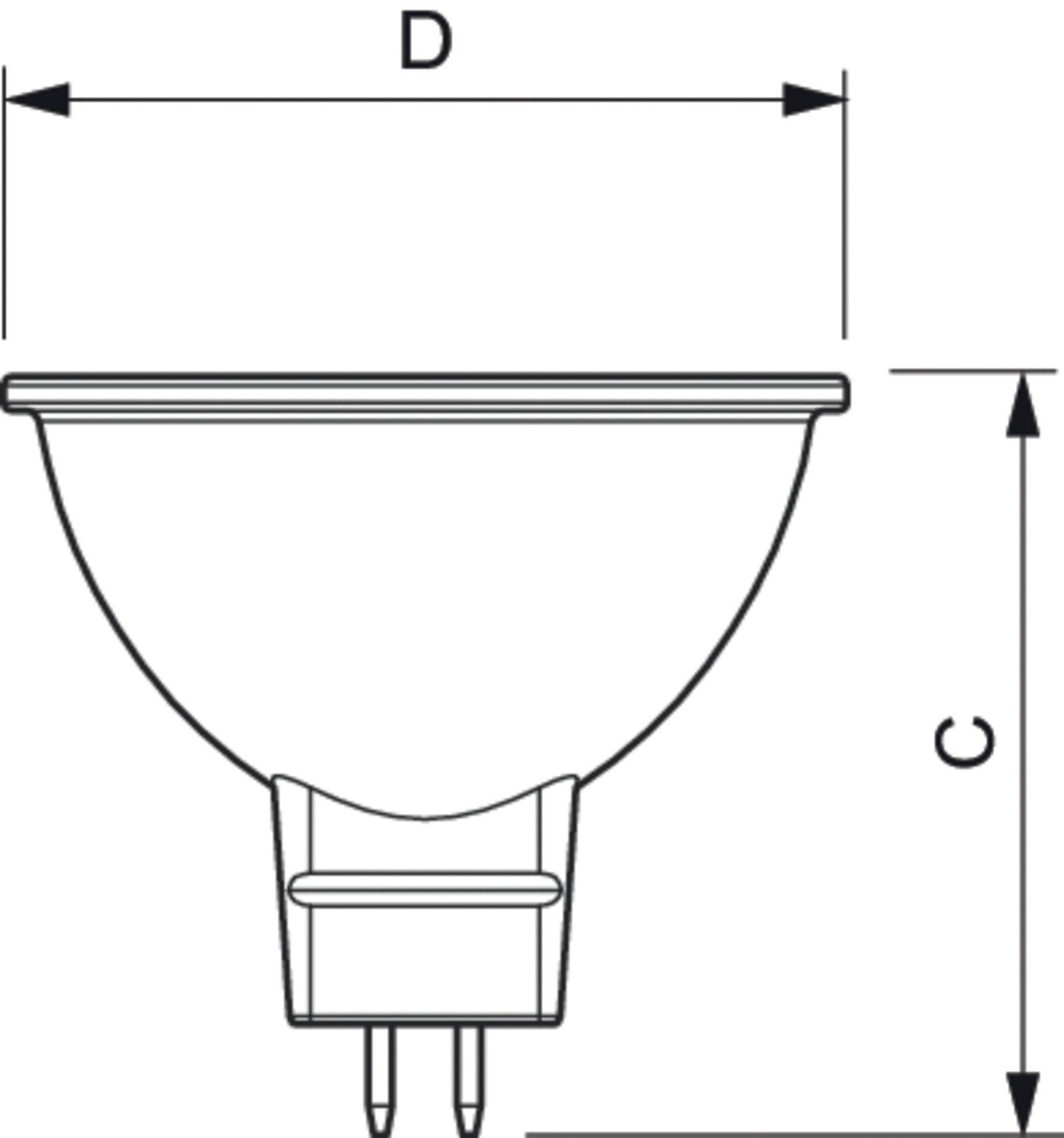 LED-Reflektorlampe GU5,3 MR16 5,8W ws AC 2200-2700K 345lm dimmbar 36° 12V