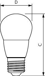 LED-Kugellampe E27 P48 7W 2700K 806lm E ws mattiert AC Ø48x93mm 220-240V