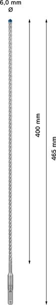 Hammerbohrer Ø6mm SDSplus 400/465mm f.Beton f.Stein
