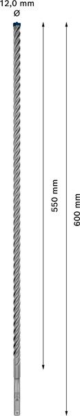 Hammerbohrer Ø12mm SDSplus 550/615mm f.Beton f.Stein