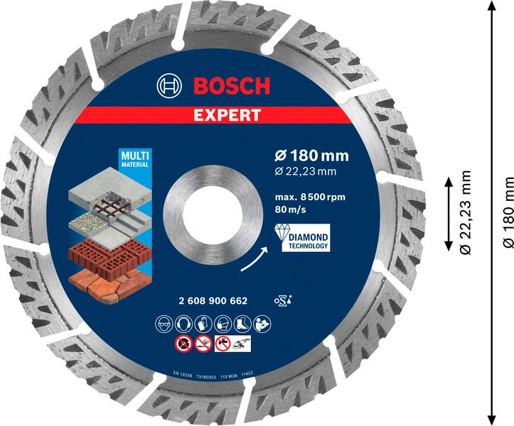 Diamant-Trennscheibe 180x12mm f.Beton Geeignet für Metall