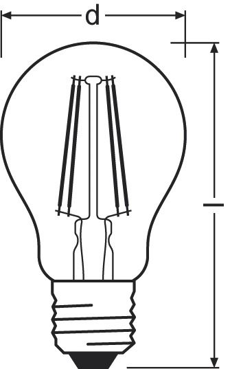LED-Lampe FM E27 A60 6,5W 4000K 806lm E kl Filamentlampe ws 300° AC Ø60x105mm