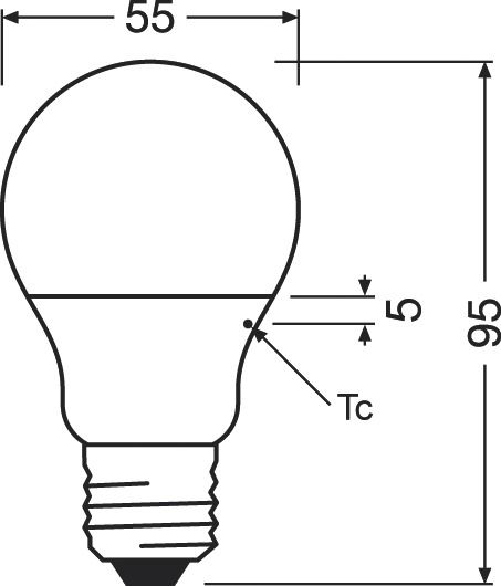 LED-Lampe E27 A40 4,9W 2700K 470lm F ws mattiert 200° AC Ø55x95mm 220-240V