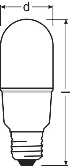 LED-Röhrenlampe E27 8W 2700K 806lm F ws mattiert 200° AC Ø36x116mm 220-240V