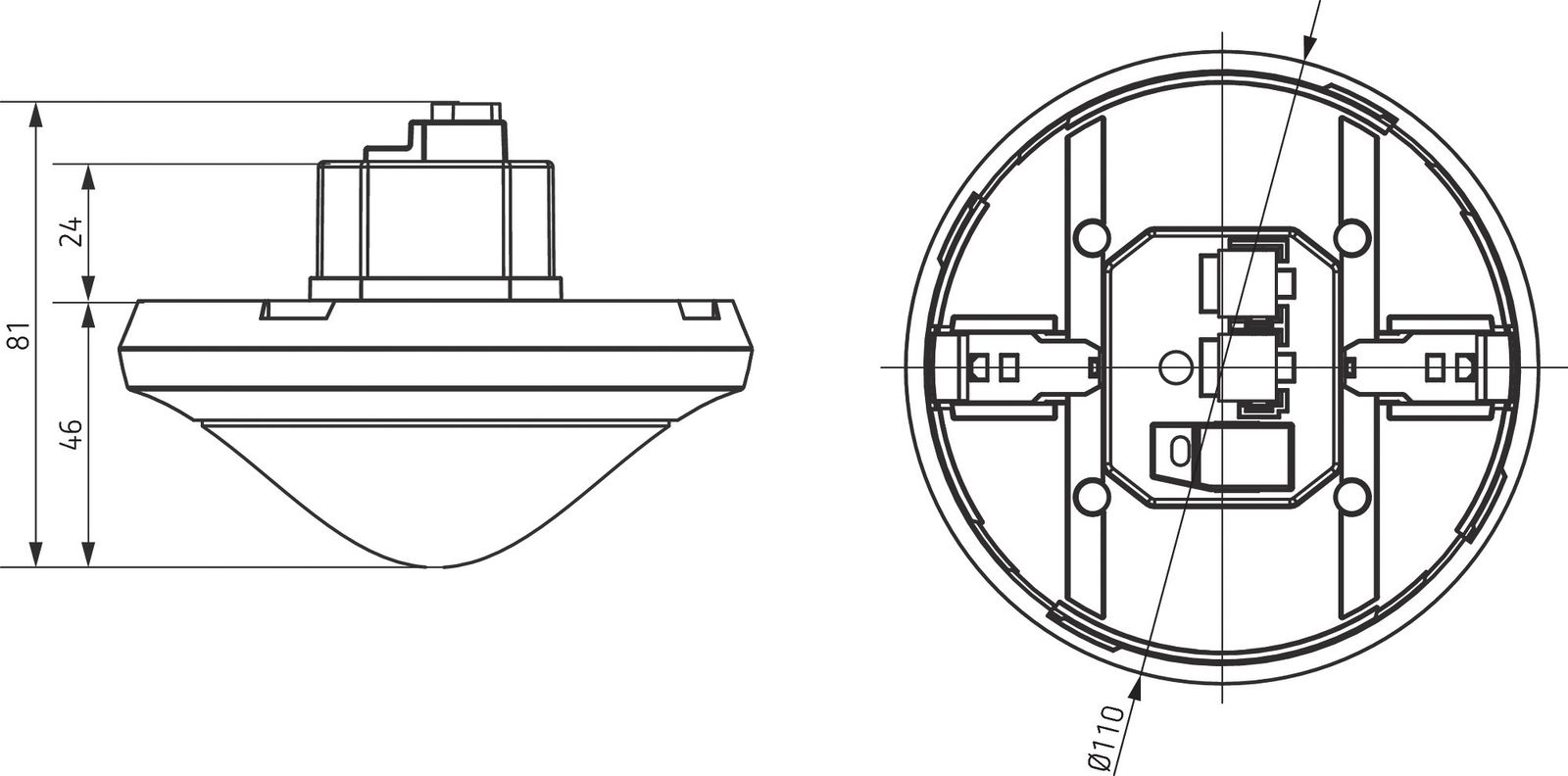 Präsenzmelder-Bus KNX UP ws 0-360° 3m Reichweite: 4m