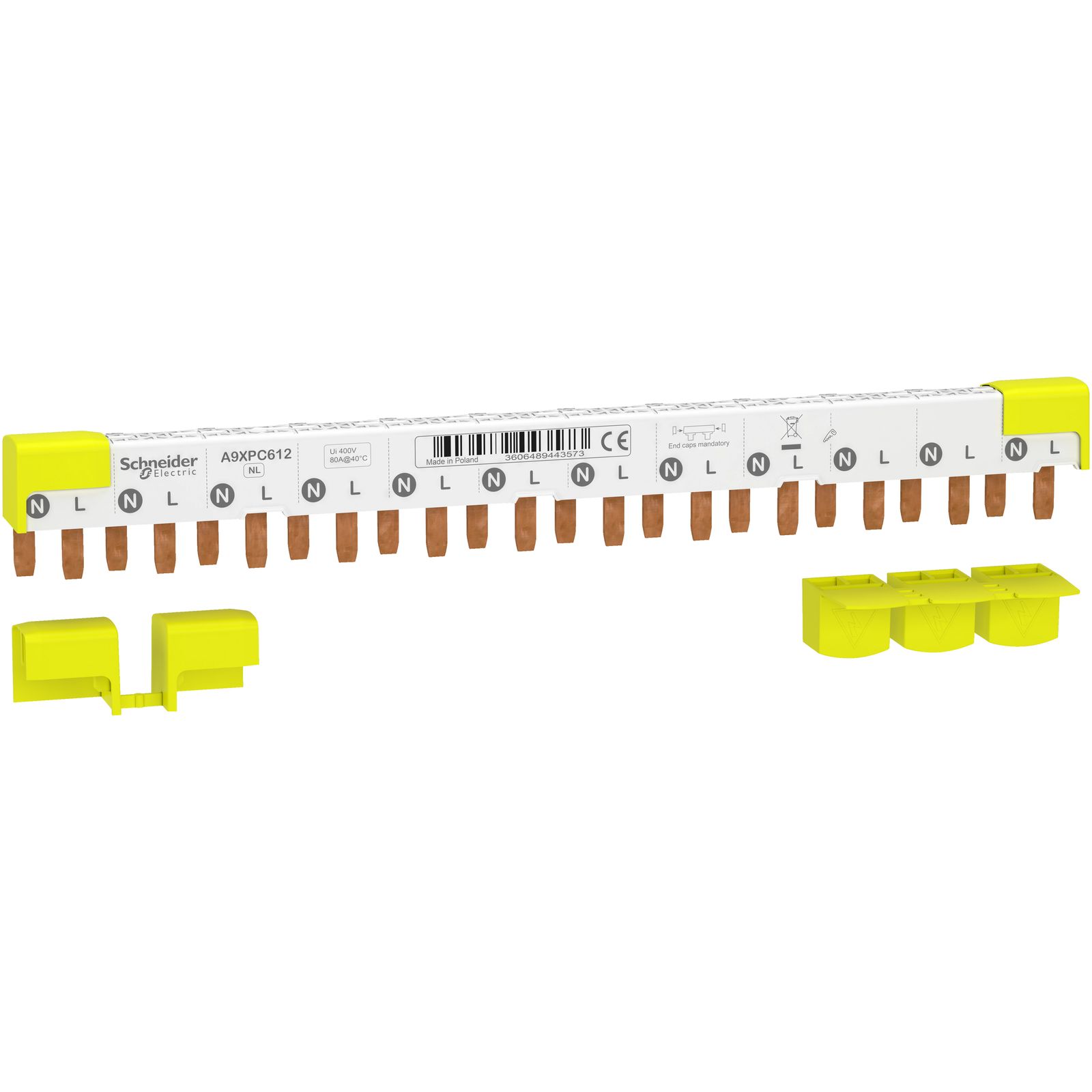 Phasenschiene 1ph 9mm 272mm 80A Stift isol f.Gerät_m.N-Leiter