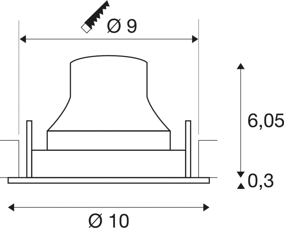LED-Einbaustrahler 8,6W 2700K 670lm Konv sw mt 1LED Alu IP20 RF:matt Ø/EB90mm