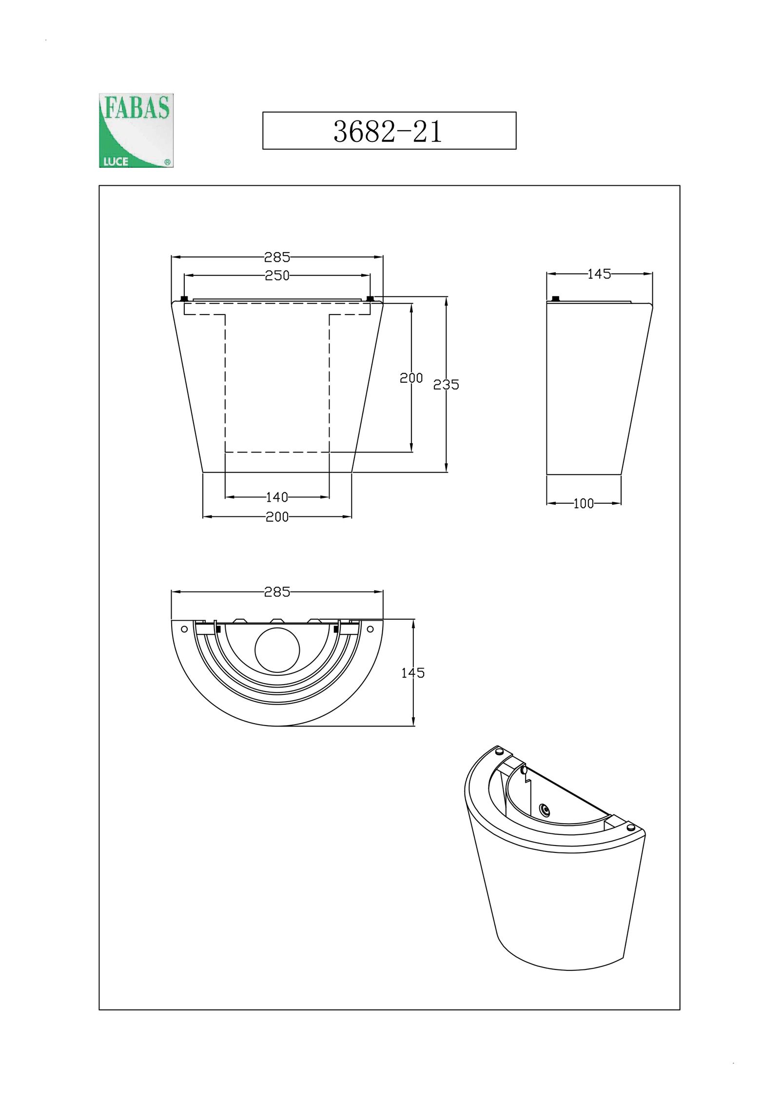 LED-Wandanbauleuchte Viki 40W gr IP20 E27 285x145x235mm