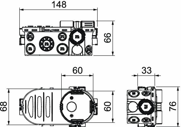 Elektronikdose UP oval 148x76x66mm Kst IP30 Ger/VerbDose/kast