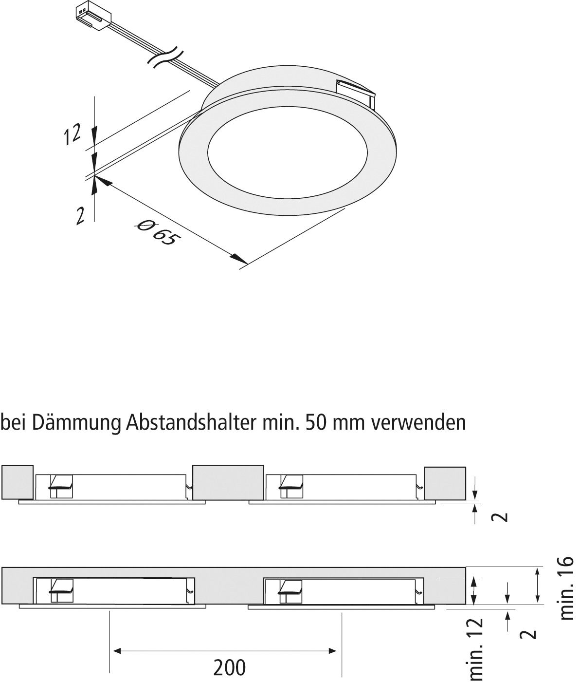 LED-Einbaustrahler 3W 3000K 225lm Konv edst mt 1LED Alu IP20 Ø/EB58mm