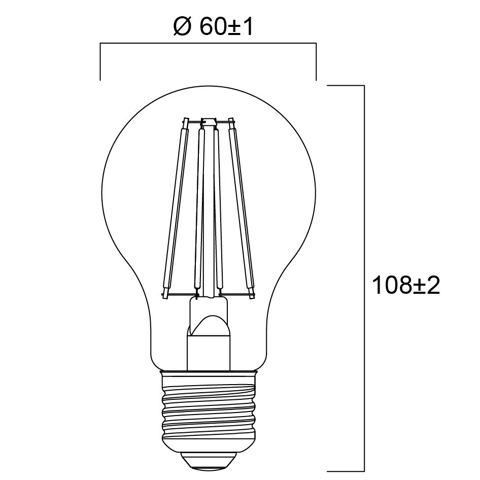 LED-Lampe FM E27 6W 2700K 640lm F opal Filamentlampe ws Ø60x108mm 220-240V
