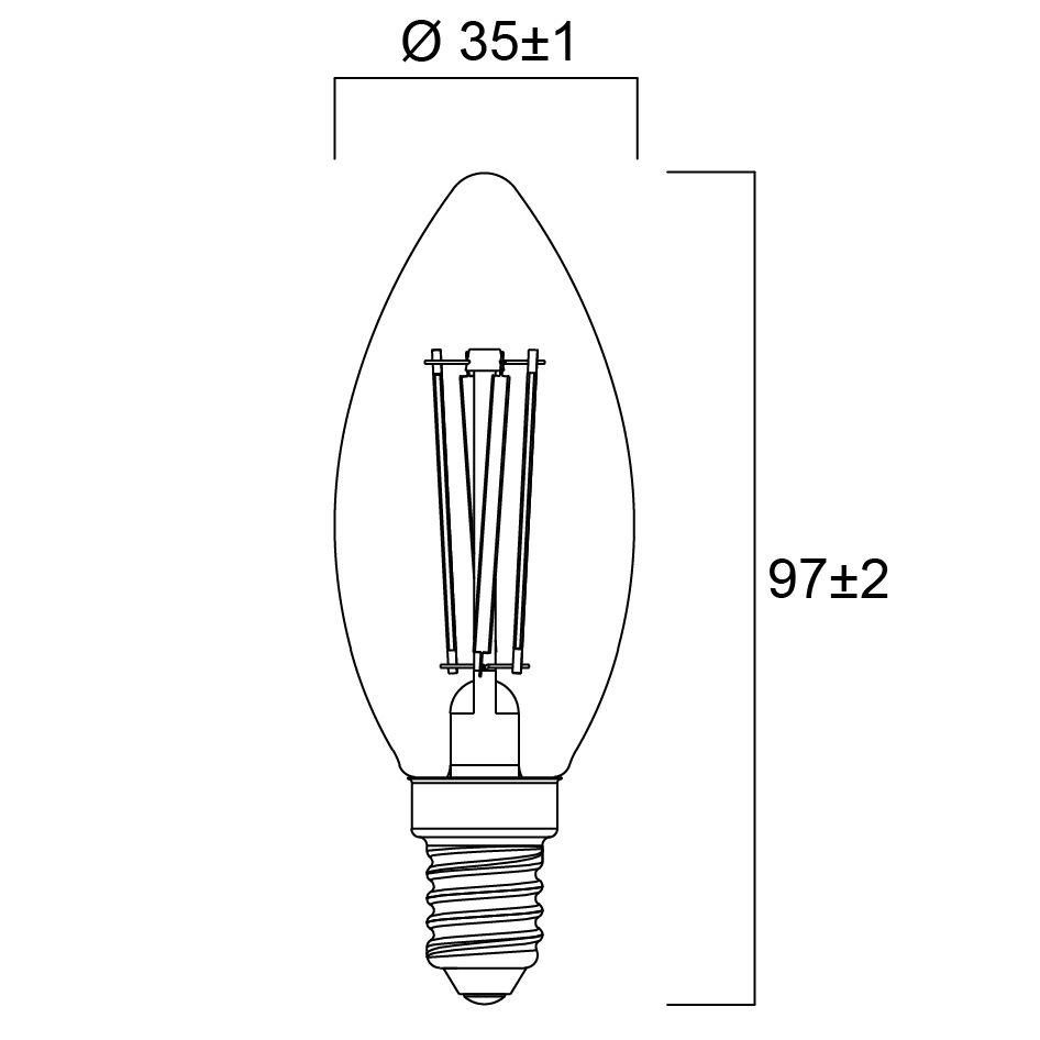 LED-Kerzenlampe E14 4,5W 6500K 470lm F dim ws opal dimmbar AC Ø35x97mm 230V