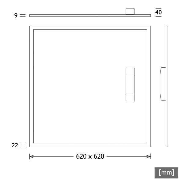 LED-Einbauleuchte 37,3W 4000K 4480lm ws Konv Dimmung DALI IP20 620x620x9mm