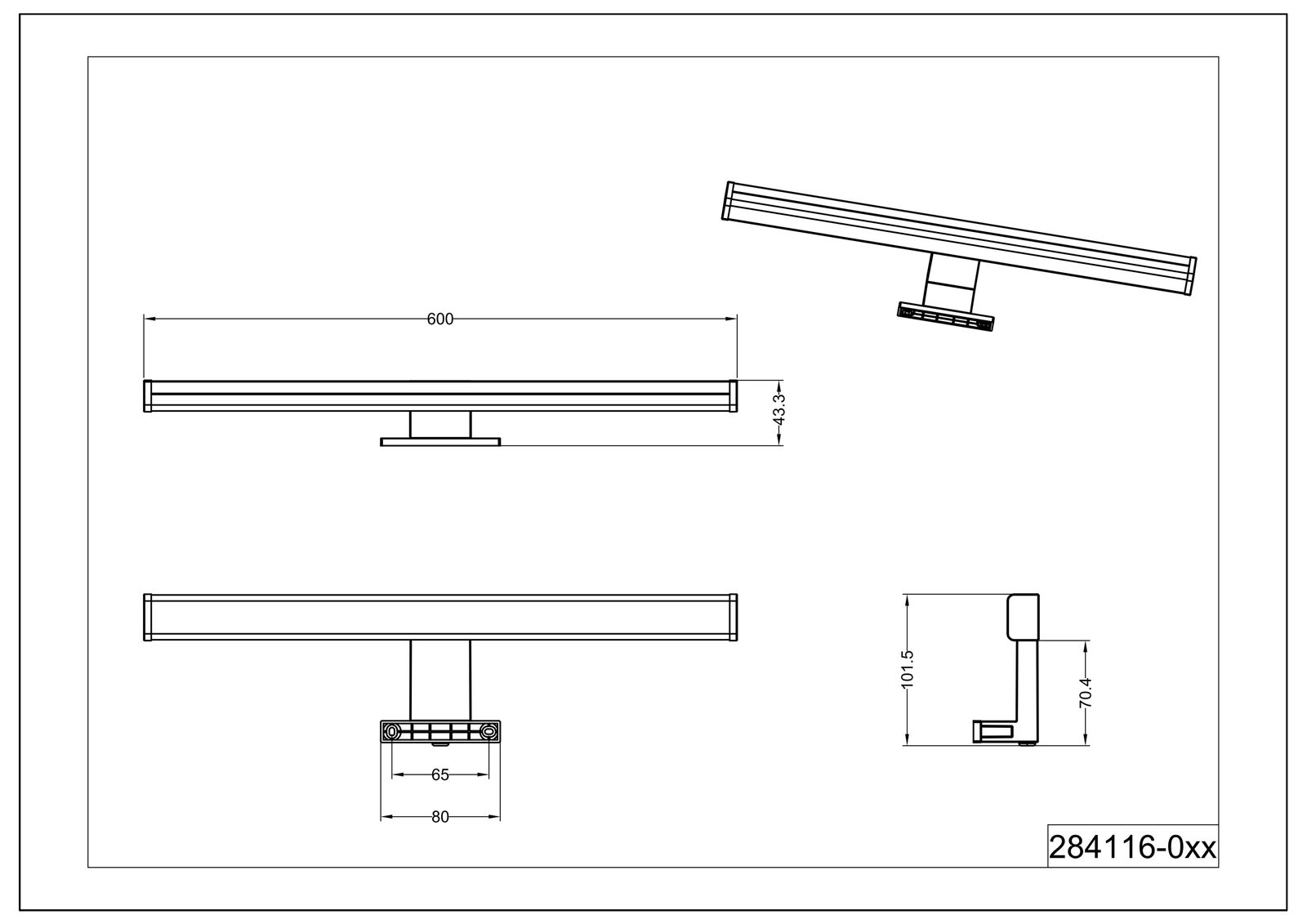 LED-Spiegelleuchte LINO 11W 3000K 1350lm chr Konv IP44