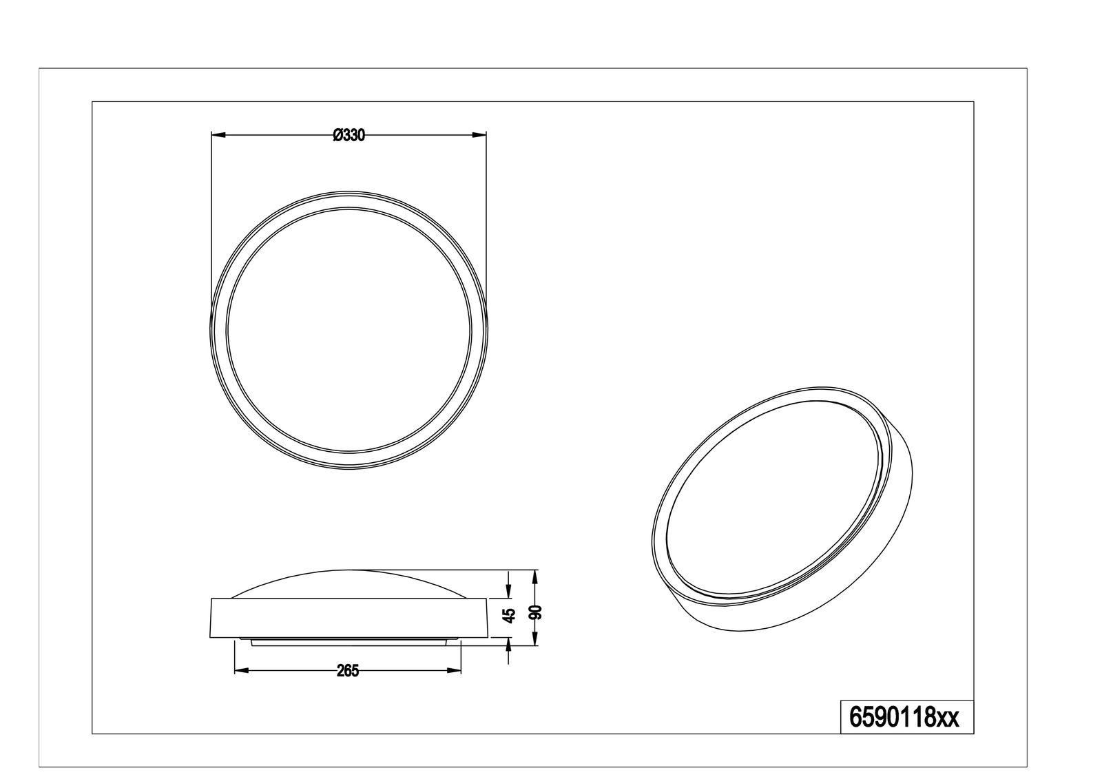 LED-Deckenanbauleuchte CLARIMO 18W 3000K 1850lm sw Konv IP44 Ø330x90mm