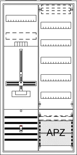 Komplettschrank AP/UP 1Z 1stö 2Feld IP31 SS_5p 1100x550x215mm