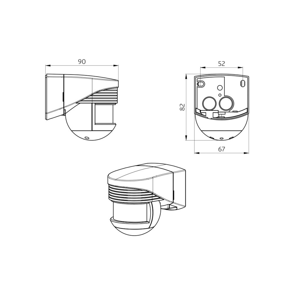Bewegungsmelder AP 0-140° 110-240V ws mt IP54 1000W