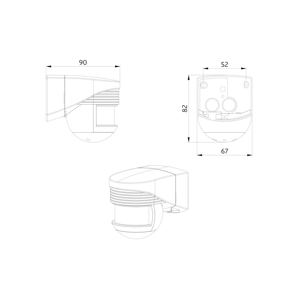 Bewegungsmelder AP 0-140° 110-240V sw mt IP44 1000W