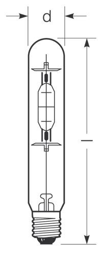 Halogen-Metalldampflampe 444W 3600K E40 Röhre p45 einseitig gesockelt 40000lm