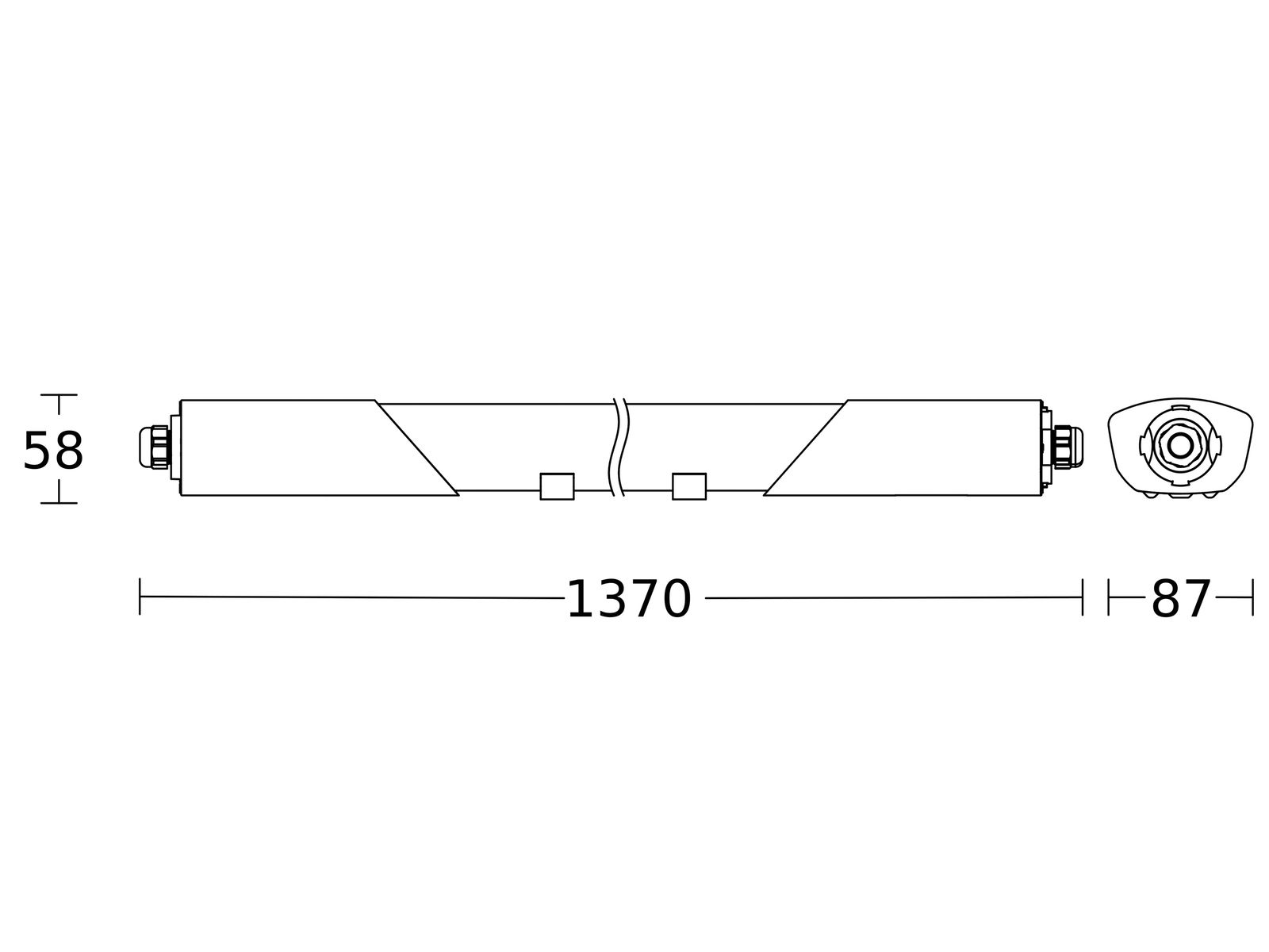 LED-Sensorleuchte 31W 4000K 4250lm gr Konv IP65 BWM 1370x87x58mm