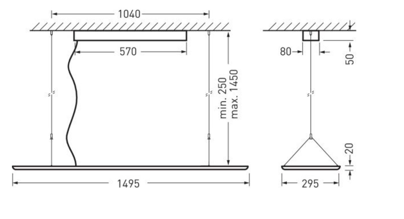LED-Pendelleuchte 55W 4000K 6000lm Konv sym 1LED LED nicht austauschbar IP20