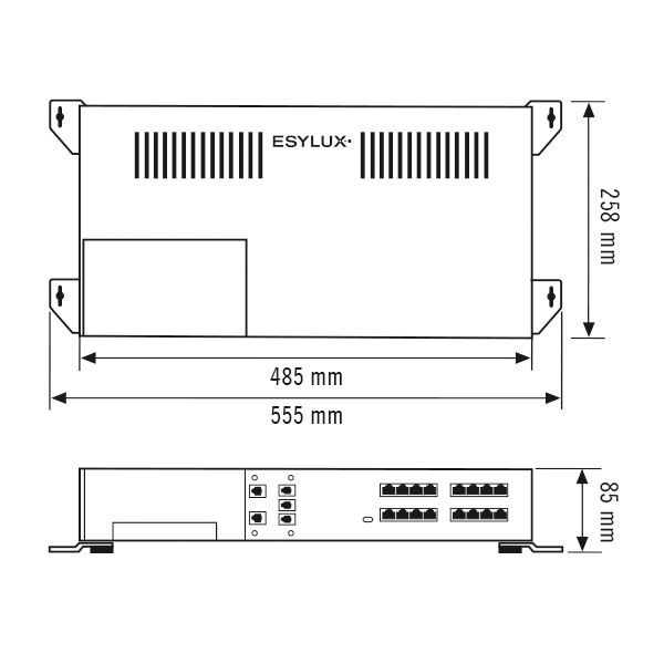 LED-Trafo 317W 6600mA 48V IP20 DALI dyn Dimmung DALI Metallgeh 555x263x555mm