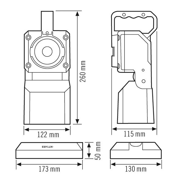 Handscheinwerfer 3W LED IP54 Notl aufladb LED nicht austauschbar 100-240V
