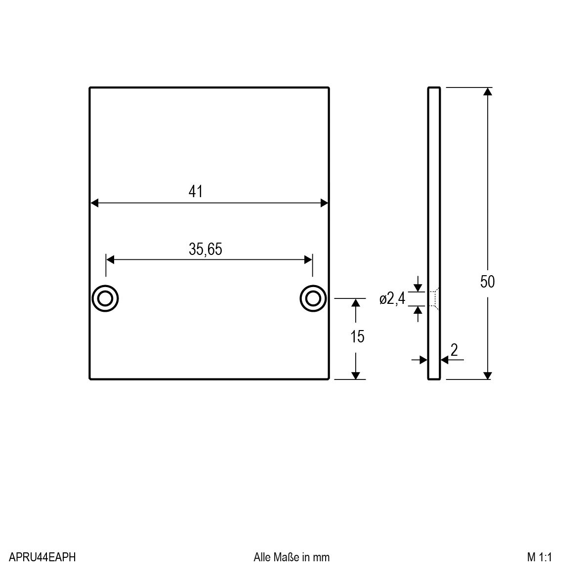 Endkappe alu L3mm B41mm H50mm
